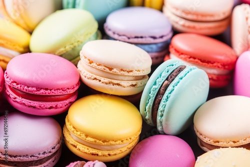 Colorful macarons dessert background