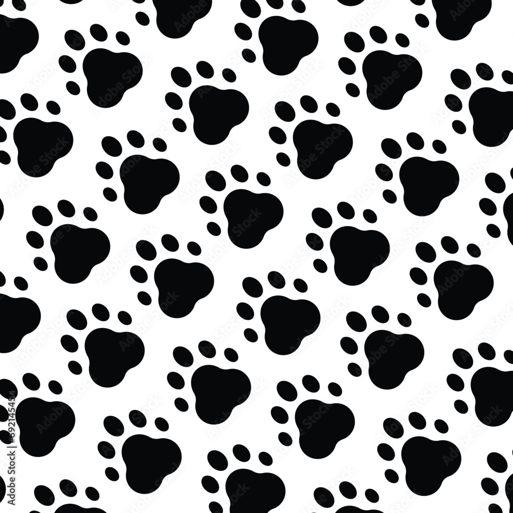 Fototapeta premium vector paw print on white background pattern, paw print design
