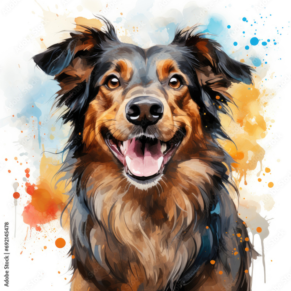 watercolor Australian Terrier clipart, Generative Ai