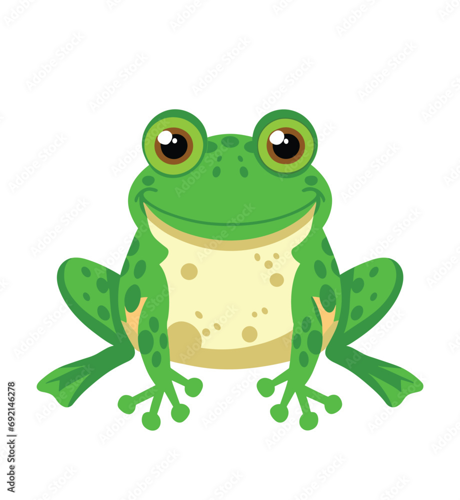 Fototapeta premium funny Green frog cartoon sitting