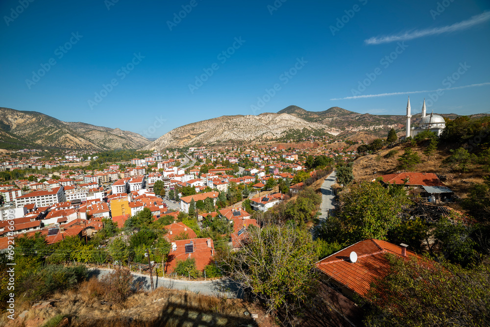 Nallihan District in Ankara, Turkey. Panoramic view of Nallihan.