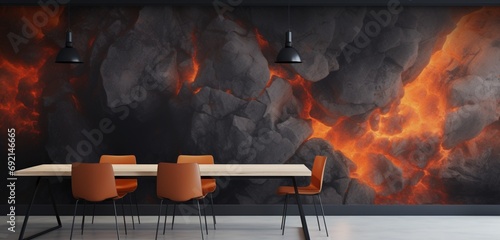 Experience the fiery allure of abstract lava rocks--orange and obsidian black hues in gradient blurred wallpapers.
