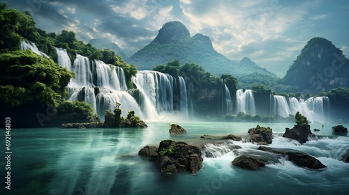 waterfall in the mountains