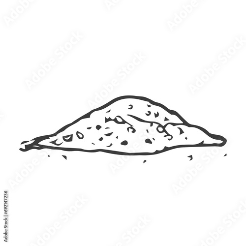Salt, pepper, spices hand drawn. Vector illustration of a hill of salt. Icon spices, pepper.