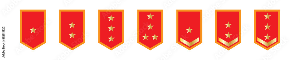 Army Rank Icon. Military Badge Symbol. Chevron Yellow Star and Stripes Logo. Soldier Sergeant, Major, Officer, General, Lieutenant, Colonel Emblem. Isolated Vector Illustration Army Rank Icon. Military Badge Symbol. Chevron Yellow Star and Stripes Logo. Soldier Sergeant, Major, Officer, General, Lieutenant, Colonel Emblem. Isolated Vector Illustration