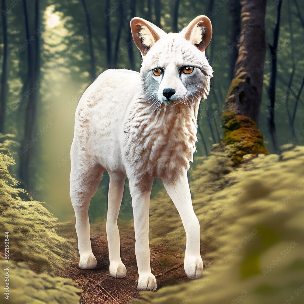 Fototapeta premium white wolf in the forest suitable as a banner or background
