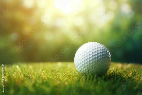 Vibrant Close-up Shot of Golf Ball on Tee with Beautifully Blurred Green Bokeh Background