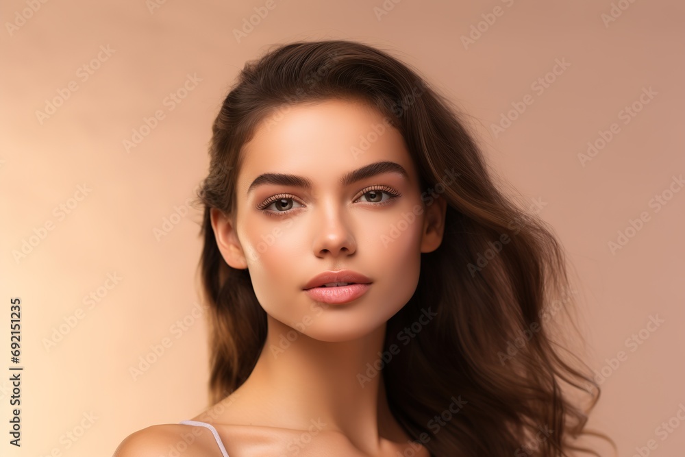 Portrait of beautiful woman with perfect smooth skin. Concept of natural beauty Portrait of beautiful woman with perfect smooth skin. Concept of natural beauty