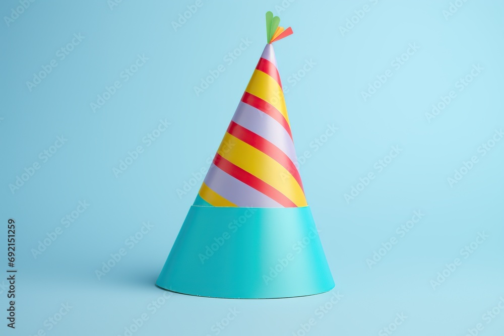 Colorful birthday cap on blue background Colorful birthday cap on blue background
