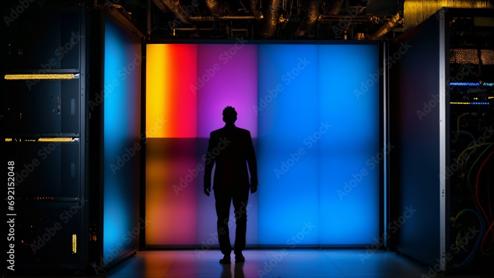 réseau entrelacé : datacenter, couloirs de câbles, connexion virtuelle tissent l'intimité digitale dans le cyberespace. réseau entrelacé : datacenter, couloirs de câbles, connexion virtuelle tissent l'intimité digitale dans le cyberespace.