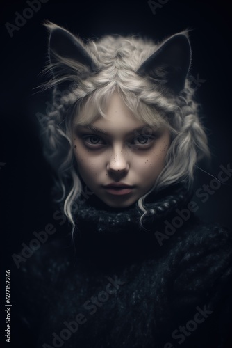 Cat-Woman: A Mysterious Woman with White Hair and the Head of a Cat