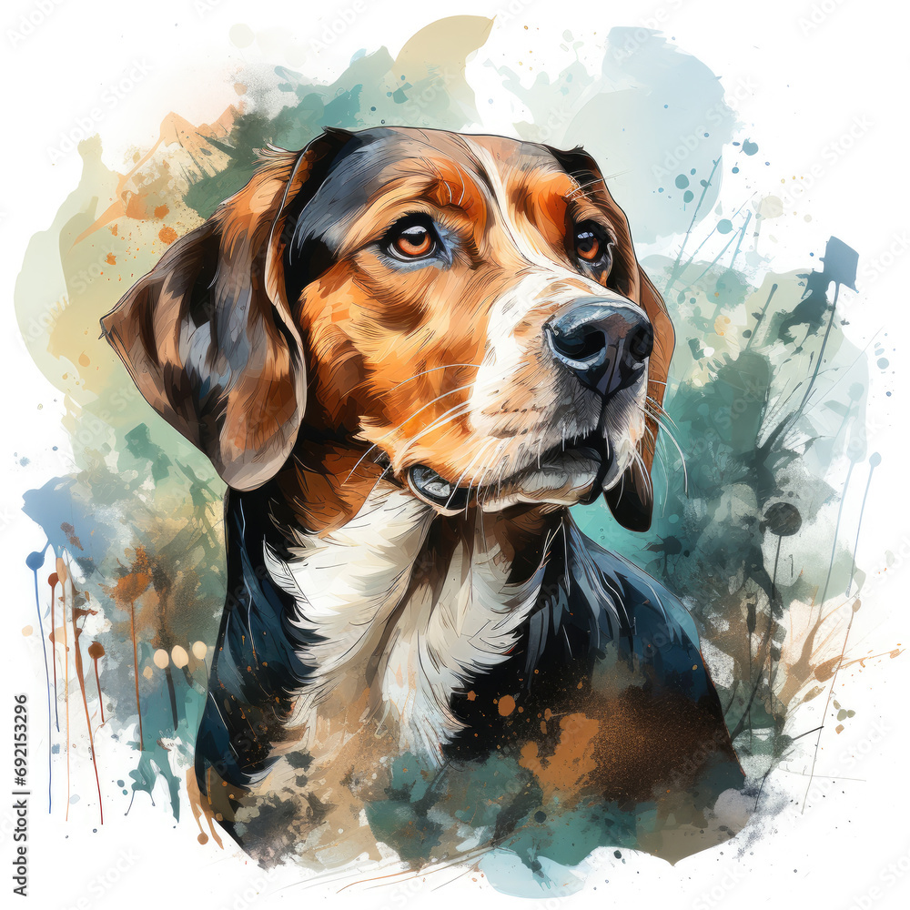 watercolor Beagle clipart, Generative Ai