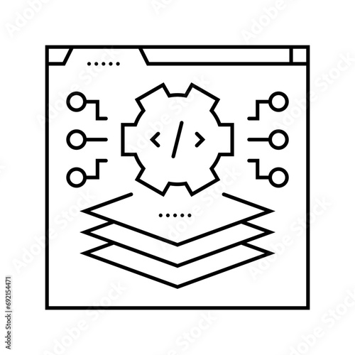 full stack development software line icon vector. full stack development software sign. isolated contour symbol black illustration
