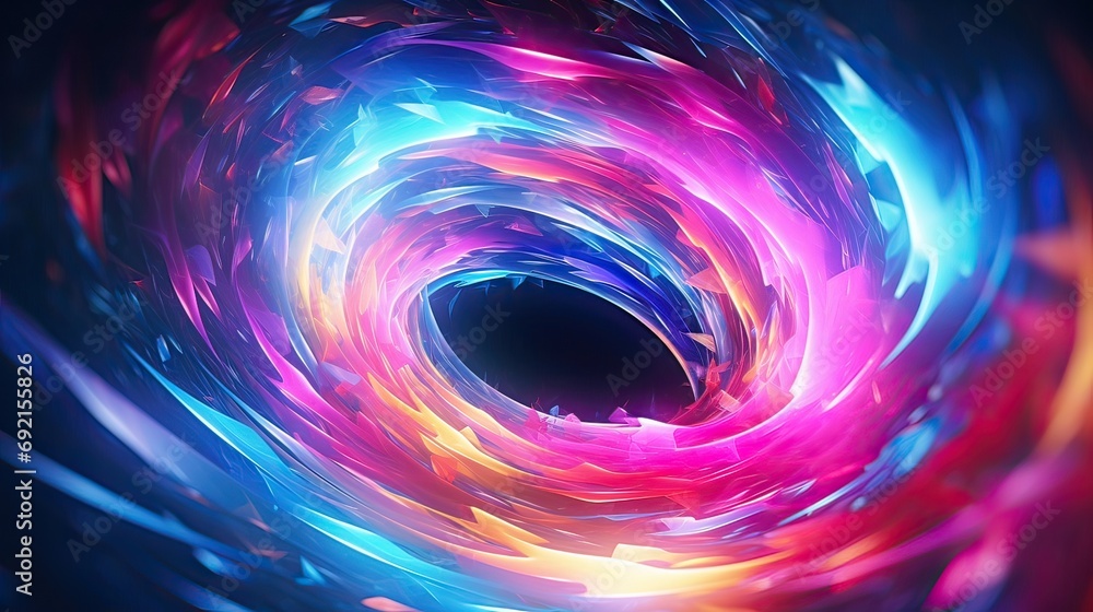Visualization of an abstract, dynamic vortex formed by neon light. Vibrant, energetic, futuristic, swirling, luminous, abstract representation. Generated by AI. Visualization of an abstract, dynamic vortex formed by neon light. Vibrant, energetic, futuristic, swirling, luminous, abstract representation. Generated by AI.