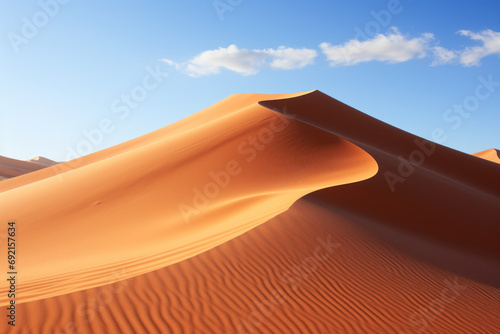 The crisp wind atop a sand dune, carrying the clean, arid scent of the desert. Concept of desert air purity. Generative Ai.