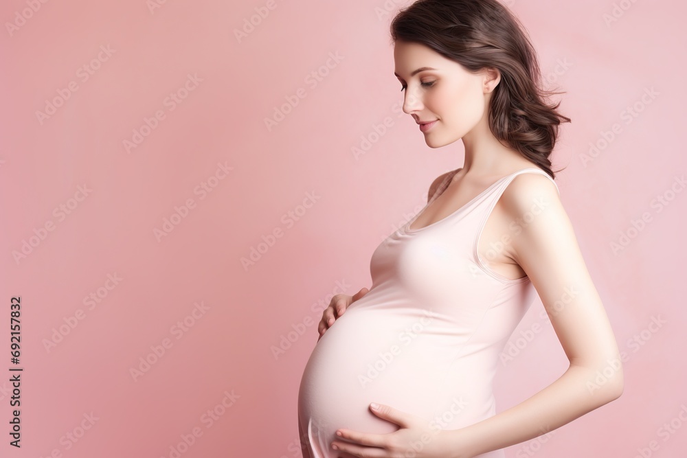Young beautiful pregnant woman on pink background Young beautiful pregnant woman on pink background