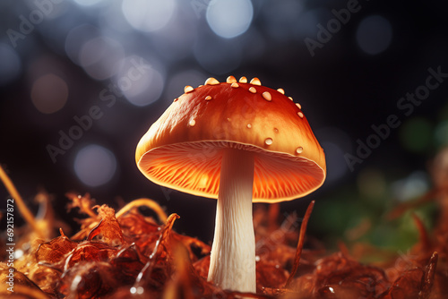 fly agaric mushroom. small mushrooms macro nature forest, strong increase in poisonous mushrooms mold
