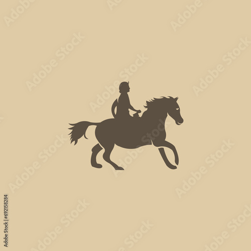 horseman and horse icon logo design vector