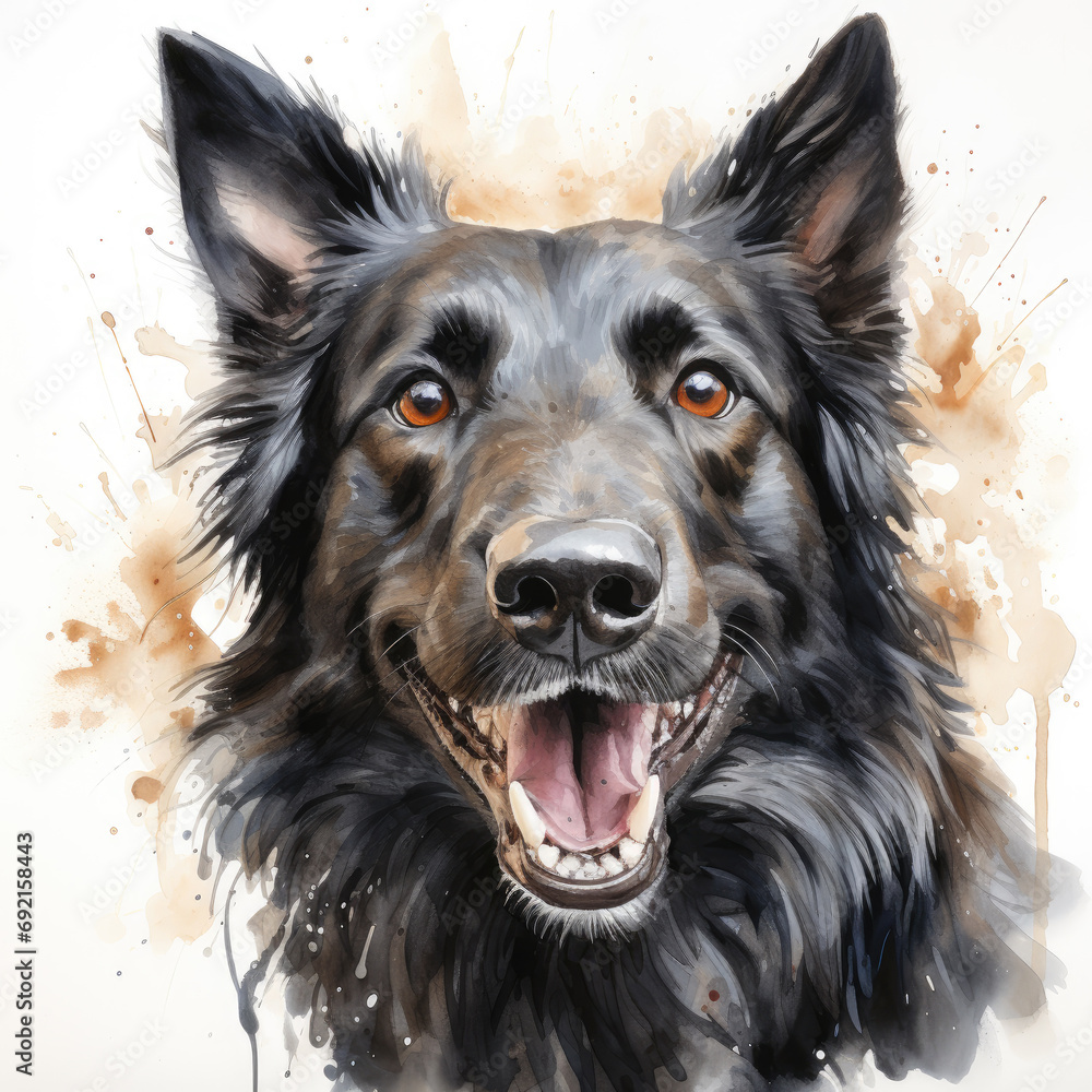 watercolor Belgian Sheepdog clipart, Generative Ai watercolor Belgian Sheepdog clipart, Generative Ai