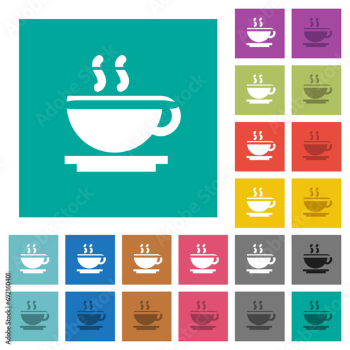 Cup of coffee square flat multi colored icons