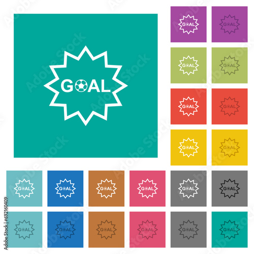 Goal sticker with sharp edges outline square flat multi colored icons