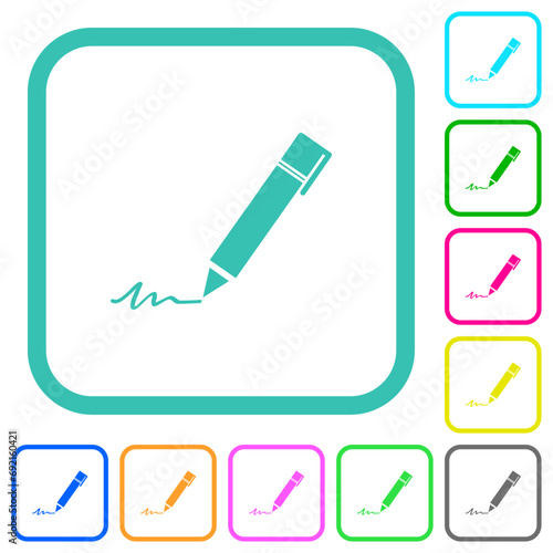 Writing pen vivid colored flat icons