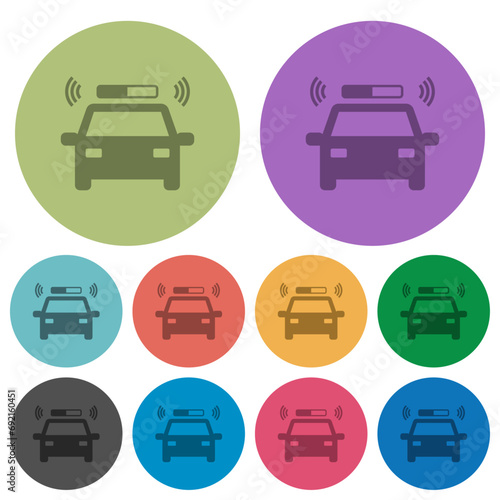 Flashing police car color darker flat icons