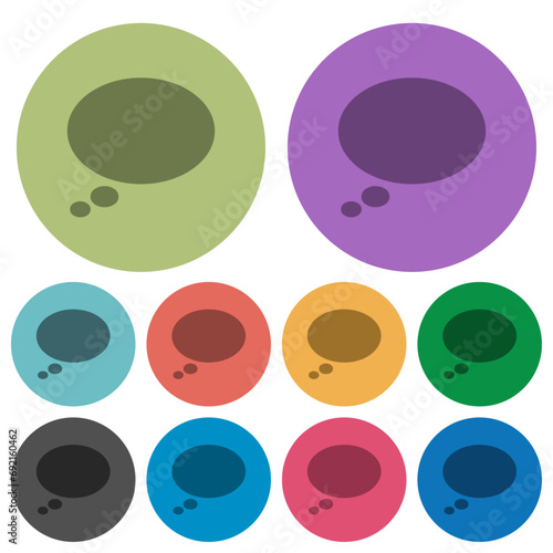 Single oval thought bubble solid color darker flat icons
