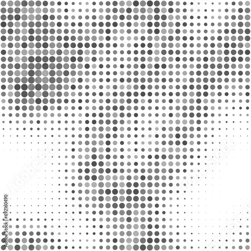Gray circles halftone seamless background.