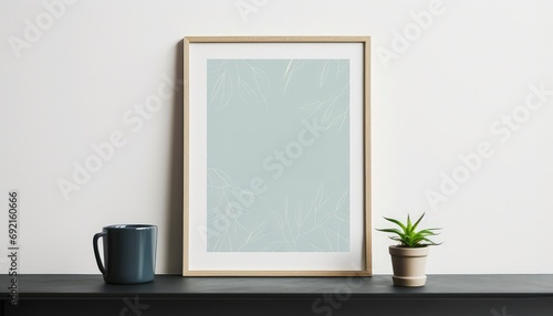 frame on a table leaning on the wall  for product poster