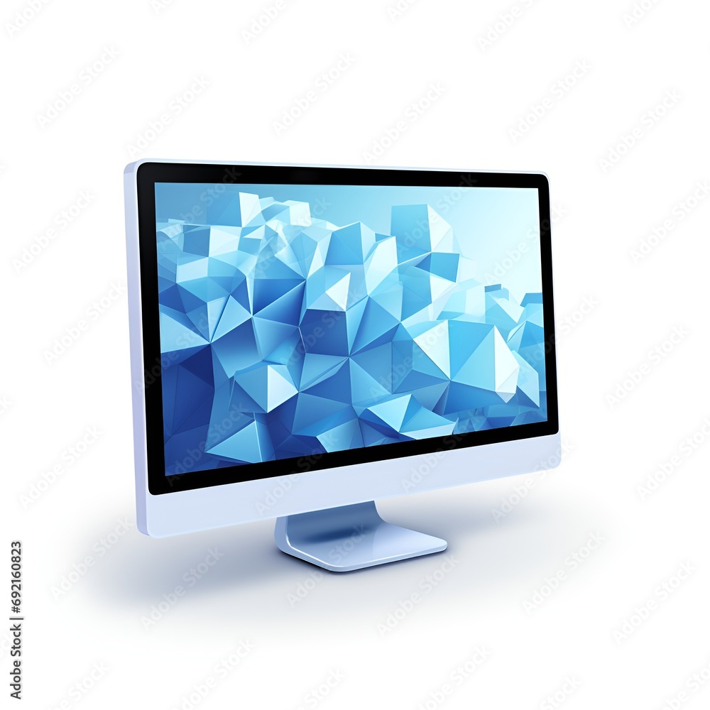 3D Computer Monitor Icon on White Background 3D Computer Monitor Icon on White Background