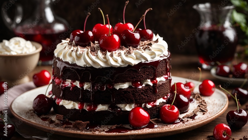 Black Forest Cake, Germany, chocolate cake doused in a cherry syrup ...