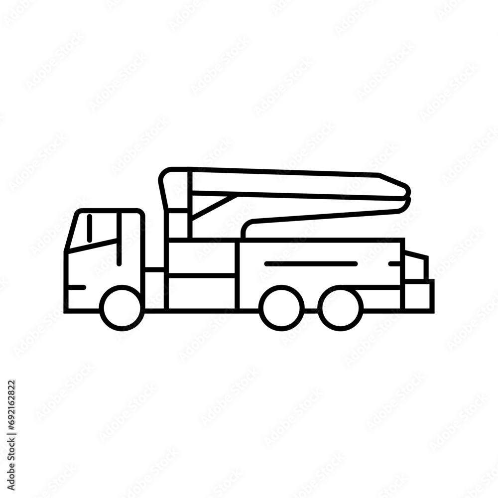 concrete pump construction vehicle line icon vector. concrete pump construction vehicle sign. isolated contour symbol black illustration concrete pump construction vehicle line icon vector. concrete pump construction vehicle sign. isolated contour symbol black illustration