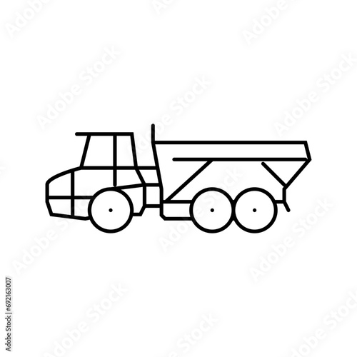 articulated hauler construction vehicle line icon vector. articulated hauler construction vehicle sign. isolated contour symbol black illustration