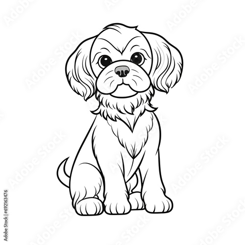 Minimalistic Cute Dog - Full Body Line Art Vector