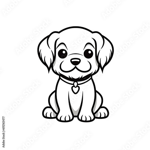 Minimalistic Cute Dog - Full Body Line Art Vector