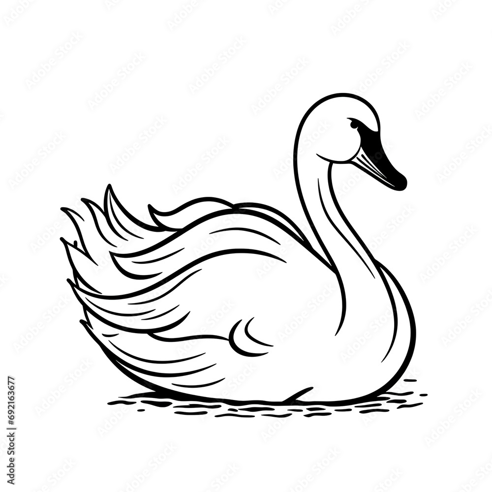 Minimalistic Cute Swan - Full Body Line Art Vector Minimalistic Cute Swan - Full Body Line Art Vector