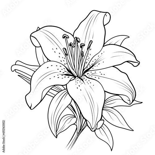 Minimalistic Lily Line Art Vector SVG Coloring