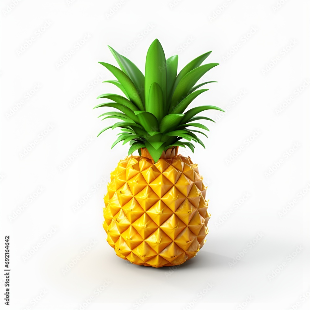 Fototapeta premium 3D Pineapple Icon on White Background