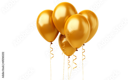 New Year of Glimmer: Metallic Balloons in Celebration Isolated on Transparent Background PNG.