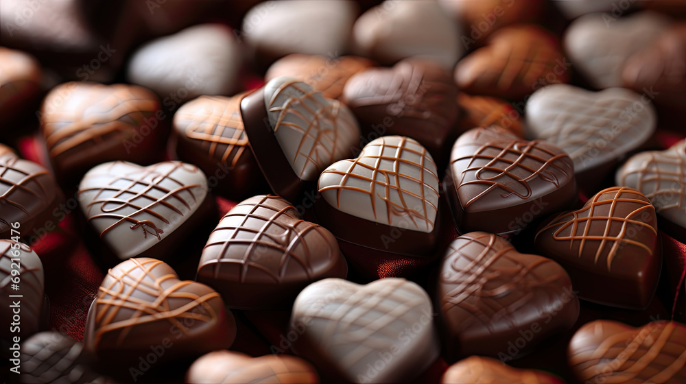 A pattern with dark and milk chocolate hearts. Great illustration for any occasion: Christmas, birthday, Valentine's Day and simply as an expression of love. A pattern with dark and milk chocolate hearts. Great illustration for any occasion: Christmas, birthday, Valentine's Day and simply as an expression of love.