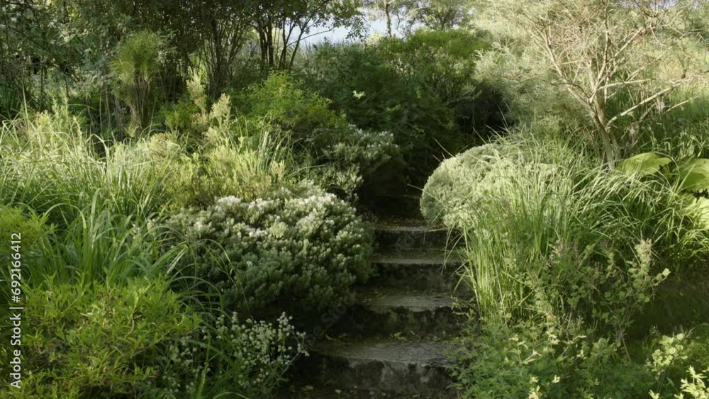 Steps / stairs leading through a natural garden Steps / stairs leading through a natural garden