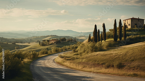 An ultra crisp high resolution photography of an italian landscape in a retro look