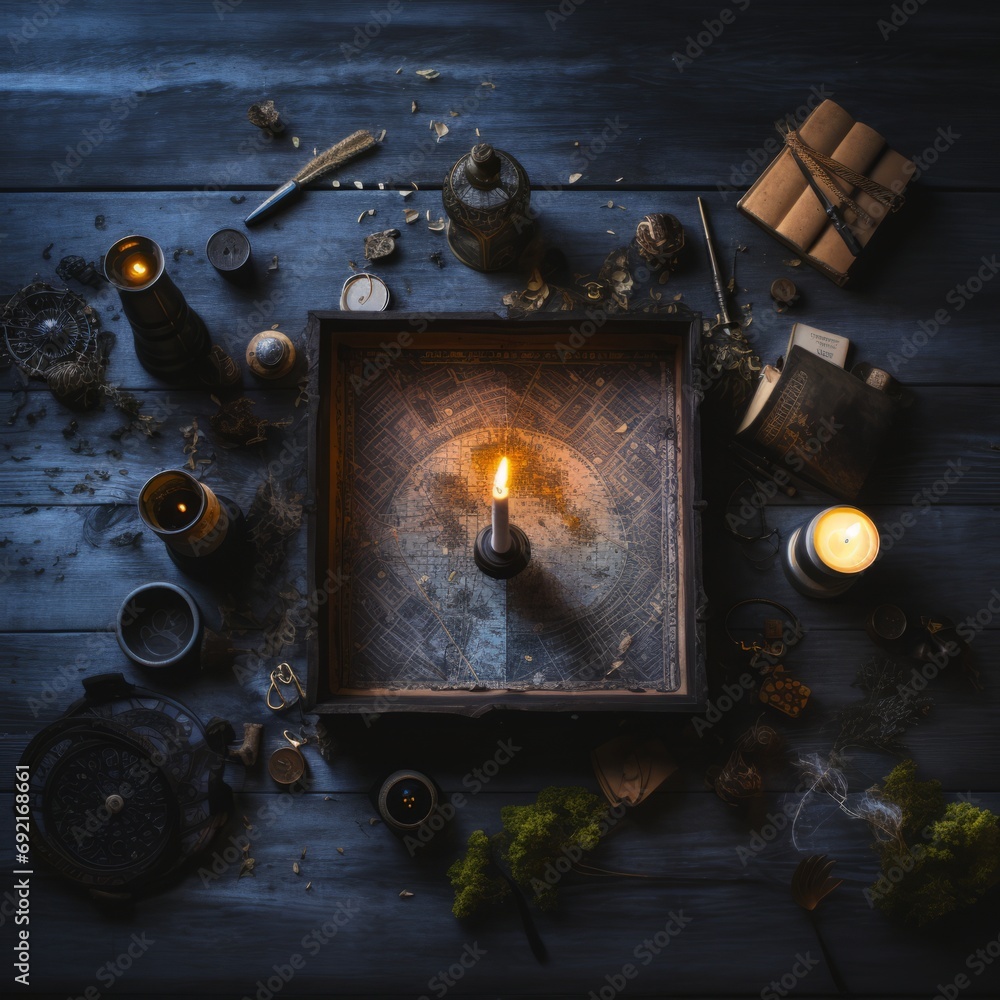 a candle in a box surrounded by candles