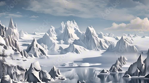 Arctic snowy mountains in ocean photo