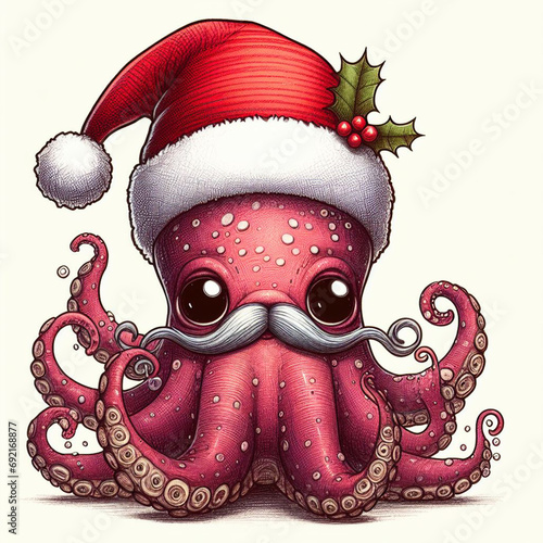 Pulpo de papa noel navideño photo