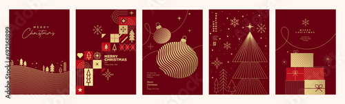 Merry Christmas and Happy New Year greeting cards. Vector illustration concepts for background, greeting card, party invitation card, website banner, social media banner, marketing material.