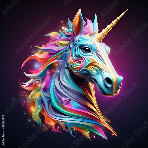 a colorful unicorn with a horn © Aliaksandr Siamko