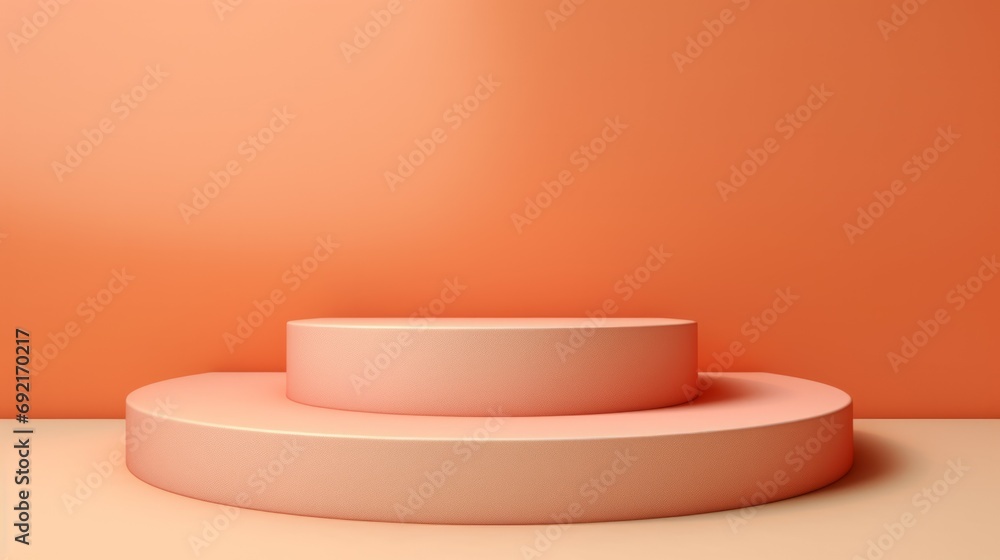 Minimal modern cosmetic products display on Peach Fuzz background with copy space Minimal modern cosmetic products display on Peach Fuzz background with copy space
