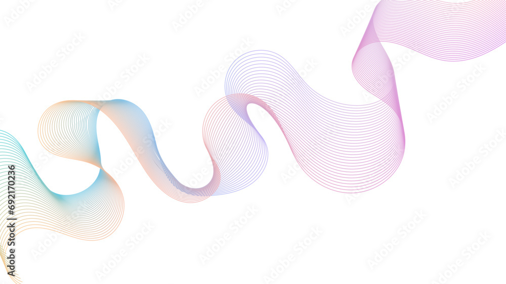 Fototapeta premium Abstract bright colorful gradient smooth wave line on a transparent background. Energy flow concept. Dynamic sound wave line blend.